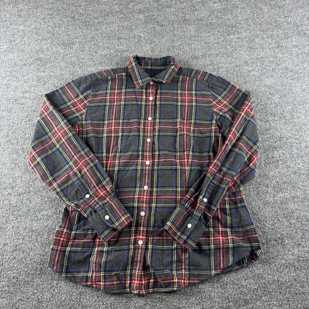 Brooks Brothers Flannel Shirt Womens 10‎ Plaid Button Up Long Sleeve Casual